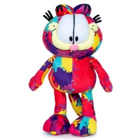 Garfield Peluche Multicolor 30cm – Muñeco de Peluche Suave y Original, Diseño Salpicaduras de Pintura, Regalo Creativo