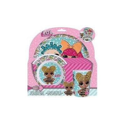 LOL Surprise 44390 – Juego de Vajilla Infantil de 3 Piezas | Plato, Cuenco y Vaso de Plástico | Dise?o Colorido para Ni?as
