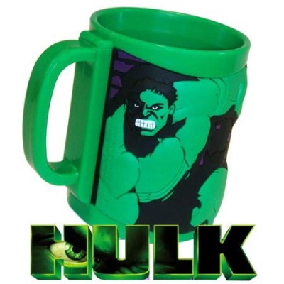 Taza Hulk 3D Marvel – Taza de Plástico Verde para Fans, Regalo Original, Dise?o Realista Superhéroes