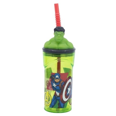 HULK VASO CON FIGURITA 3D 360ML