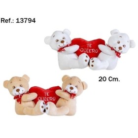 OSO PELUCHE PAREJA CON CORAZON TE QUIERO 2MODELO 23CM