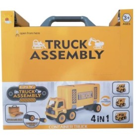 MARUKATSU Camión de ingeniería Desmontable, Rompecabezas de Bricolaje. (Amarillo)