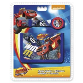 Kids Euroswan Set con Billetera y Reloj Digital Modelo Blaze, Compuesto, Multicolor, 25x7x20 cm