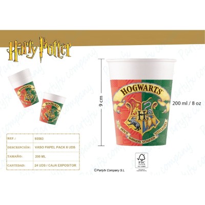 HARRY POTTER VASOS PAPEL 200ML ( 6UDS)