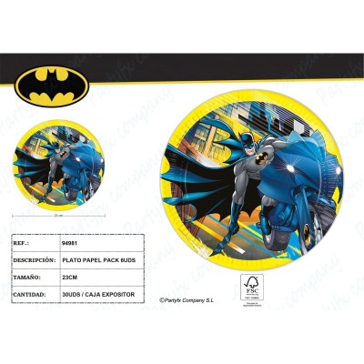 BATMAN PLATOS PAPEL 23CM (6UND)