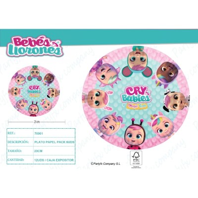 CRY BABIES PLATOS PAPEL 23CM (8UND)