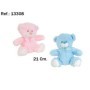 OSO PELUCHE CON LAZO AZUL Y ROSA 2COLORES 21CM
