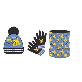 pokemon set3 gorro ponpon+guantes+braga de cuello