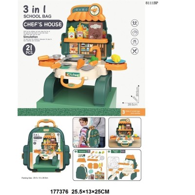 JUGUETES DE COCINA CON MOCHILA 3 EN 1 39.5CM