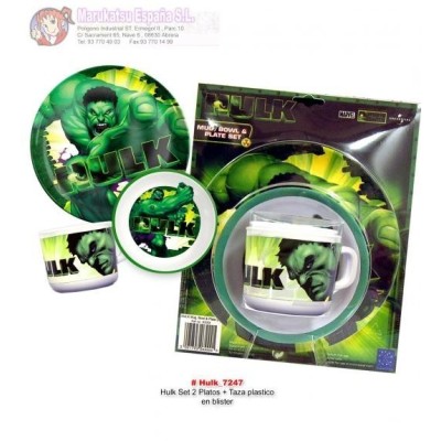 HULK SET 2PLATOS+TAZA PLASTICO EN BLISTE