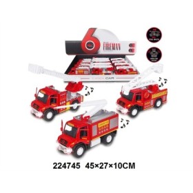 Camión de bomberos de dos puertas con luz y música 12 piezas / caja tama?:1:38