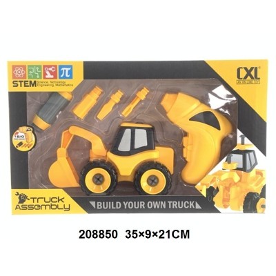 Vehículo de construcción de excavadora ensamblado por bricolaje con taladro  2X1.5V AA  no cluidas