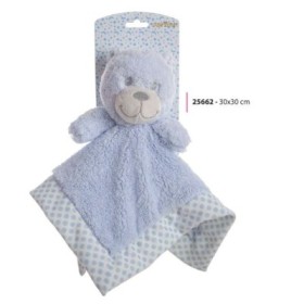 PELUCHE OSO AZUL RIZO CON DOUDOU LUNARES DOBLE CAPA 30CM