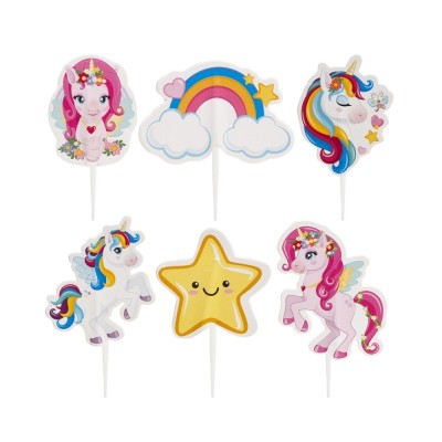 UNICORNIO CAKE TOPPERS PAPEL TESIA  6 MODELOS