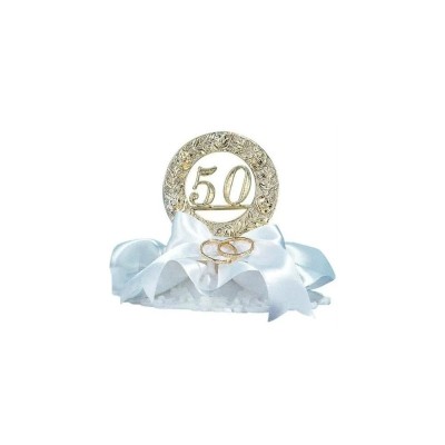 FIGURA DE BODA 50 ANIVERSARIO CON ALIANZAS 10CM