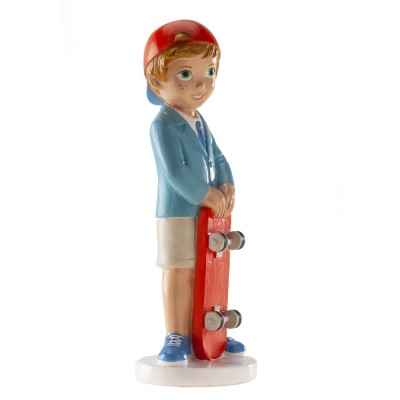 FIGURA DE COMUNION NINO CON PATINETE 16CM