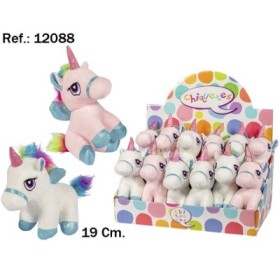 UNICORNIO PELUCHE LEVANTADO 19CM. 2 COL. EN EXP 12