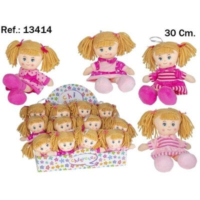 PELUCHE TRAPO MUNECA CORAL 3COLORES 30CM