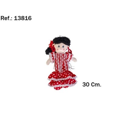 PELUCHE MUNECA TRAPO LUNARES 30CM-FLAMENCO