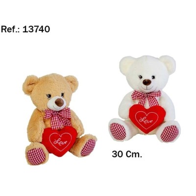 OSO PELUCHE CON CORAZON LOVE 2MODELO 30CM