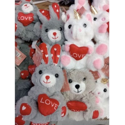 ANIMALES PELUCHE SAN VALENTIN 4MODELO SURTIDO 15*18CM