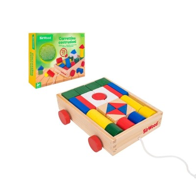 CARRO DE ARRASTRE DE MADERA CON 25 BLOQUES