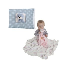 OSO DOUDOU30CM CON MANTA 90*75CM AZUL Y ROSA EN CAJA
