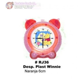 DESPERTADOR PLASTICO NARANJA WINNIE THE POOH 6CM