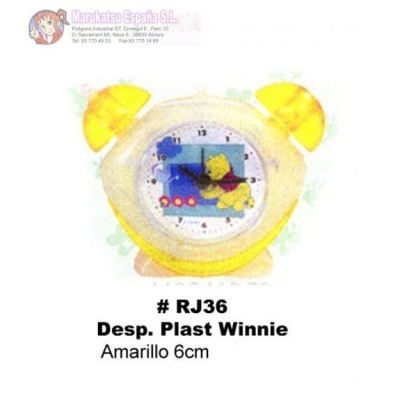DESPERTADOR PLASTICO AMARILLO  WINNIE THE POOH 6CM
