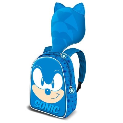 SONIC MOCHILA CON CAPUCHO 3D 31CM
