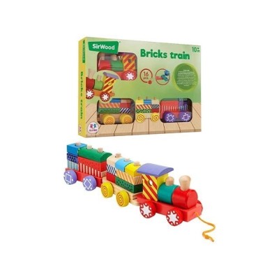 TREN DE MADERA DE SIRWOOD TIRAR A LO LARGO 12PCS
