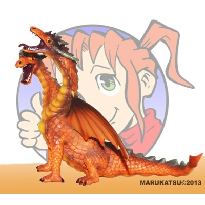 DRAGON 2 CABEZAS_NARANJA _FIGURA PVC