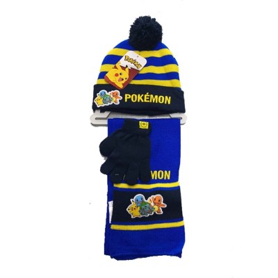 POKEMON PIKACHU SET 3 PCS GORRO+BUFANDA+GUANTES