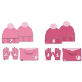 UNICORNIO SET GORRO CON BRAGA CUELLO Y GUANTES