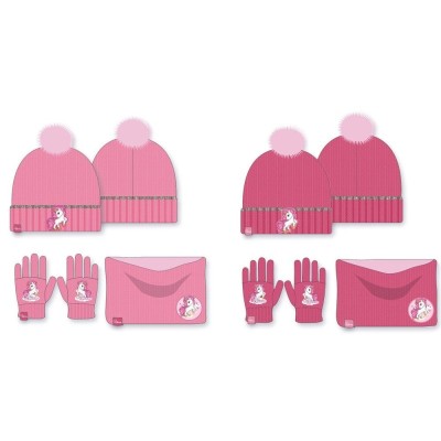 UNICORNIO SET GORRO CON BRAGA CUELLO Y GUANTES