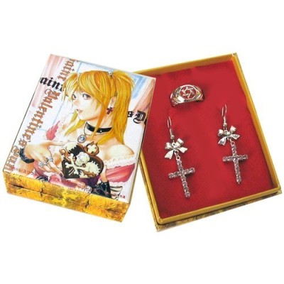 DEATH NOTE ANILLO + PENDIENTE MISAMISA COLOR SURT.