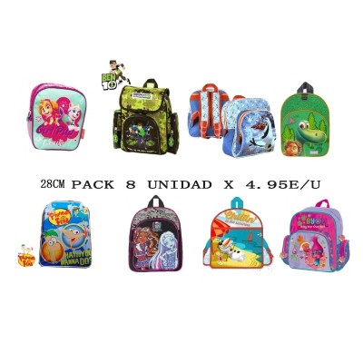MOCHILA 28CM PACK OFERTA 8MODELO