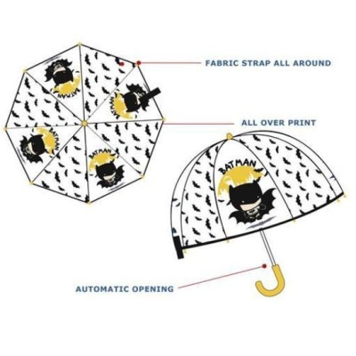 BATMAN PARAGUAS TRANSPARENTE AUTOMATICO 46CM