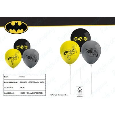 GLOBOS DE LATEX BATMAN 8UDS