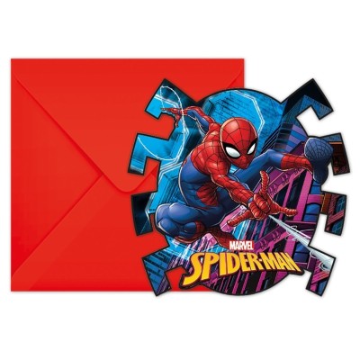 TARJETA DE INVITACION SPIDERMAN TEAM UP PK -6UDS