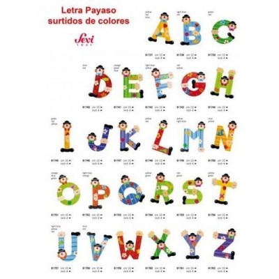 LETRA DE MADERA, SURTIDOS DE COLORES - PRECIO POR UNIDAD