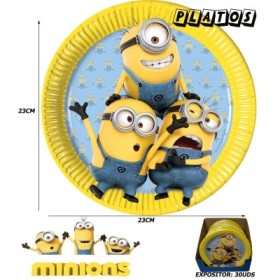 6PLATOS  DE PAPEL 23CM .MINIONS