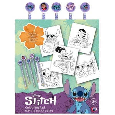 STITCH SET DE COLOREAR CON LAPIZ Y GOMA