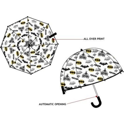 BATMAN PARAGUAS TRANSPARENTE AUTOMÁTICO 48CM