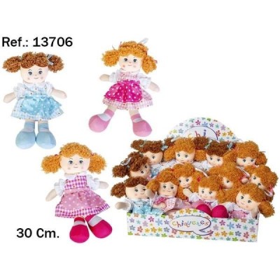 PELUCHE TRAPO MUNECA TERESA 3COLORES 30CM